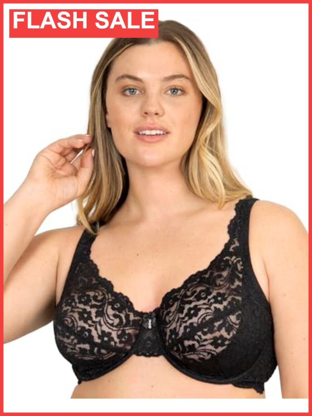 Unlined Underwire Lace Bra with Added Support Full Coverage